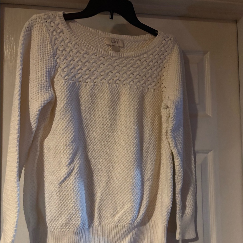 LOFT Women's White Knit Sweater